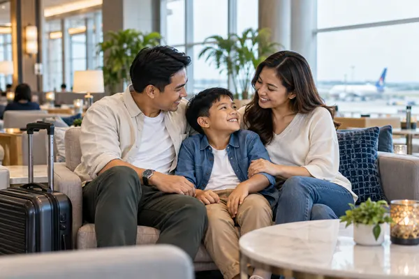 A Filipino family preparing to travel together