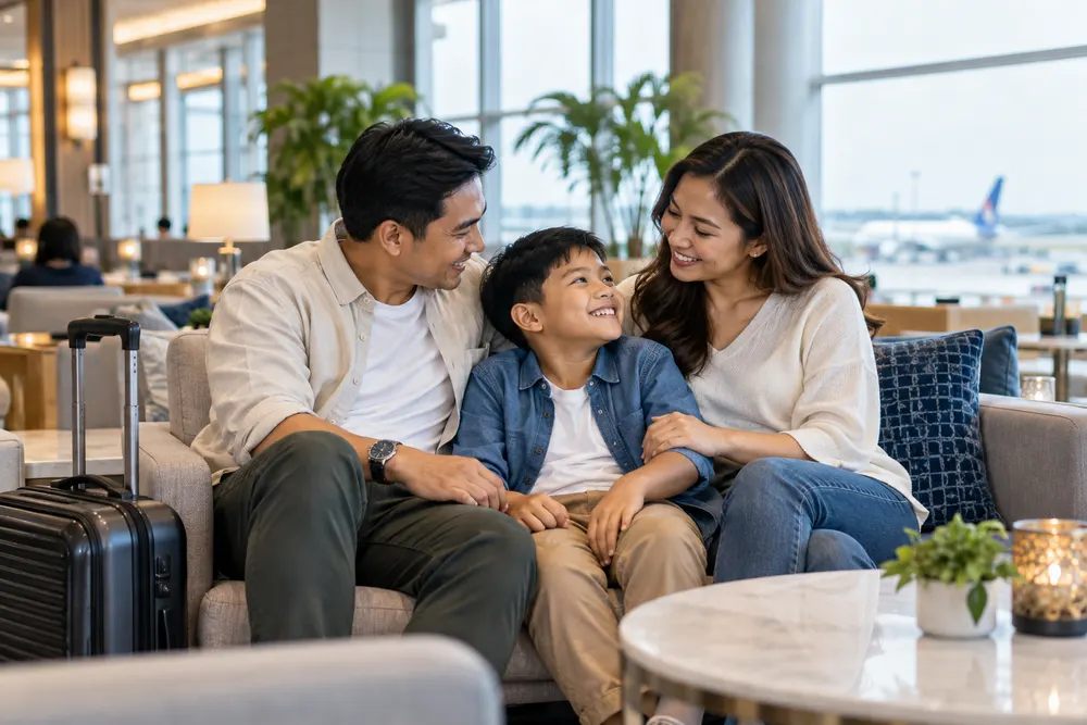 A Filipino family preparing to travel together