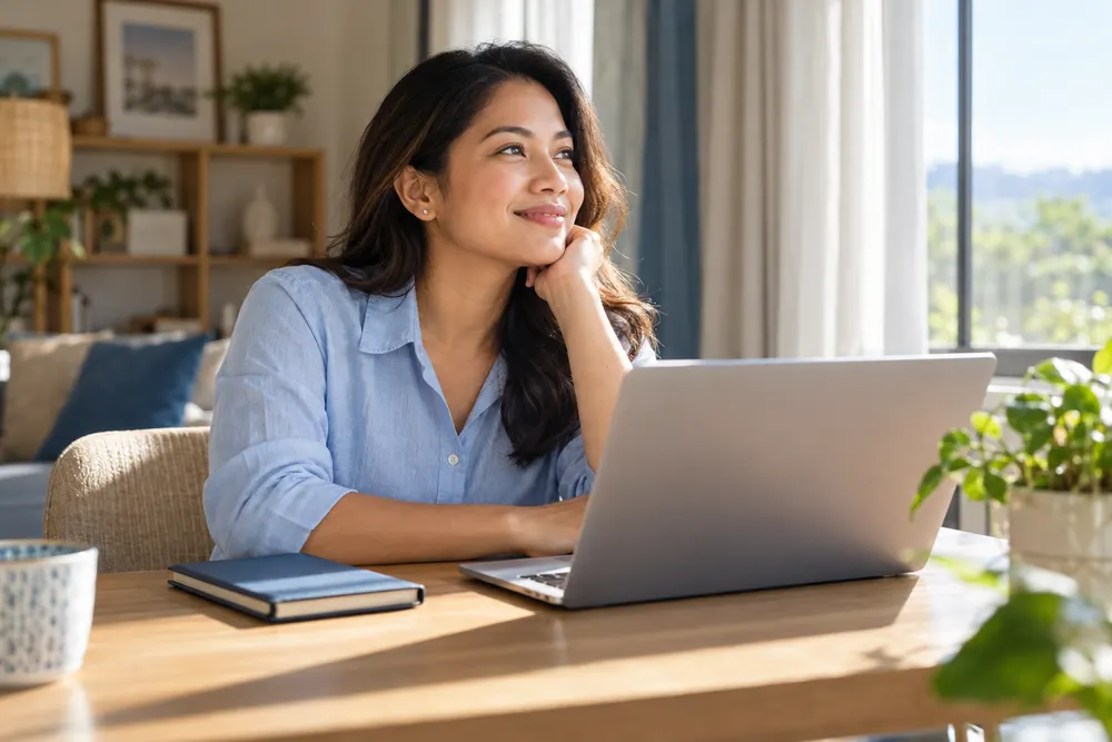 A Filipina professional reflecting on her plans at home